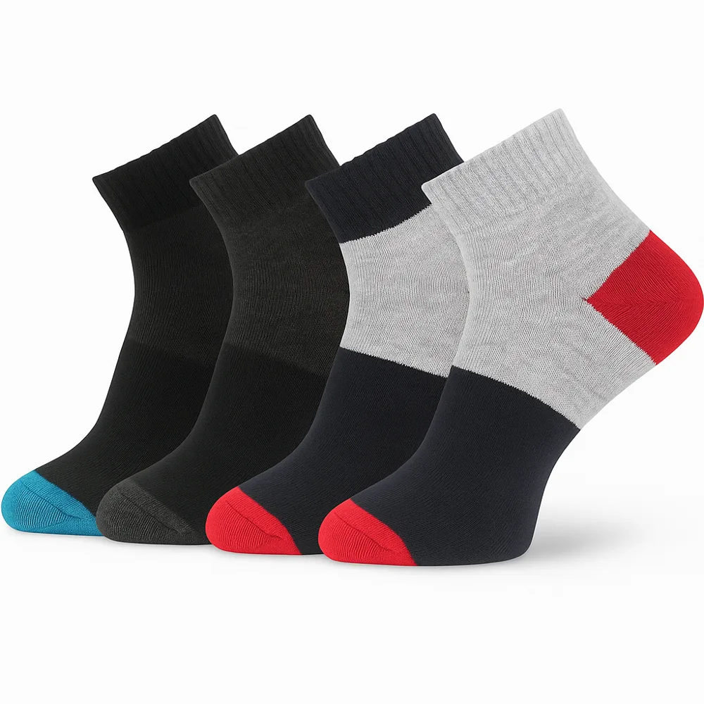 A group of ankle socks with contrasting heels and toes