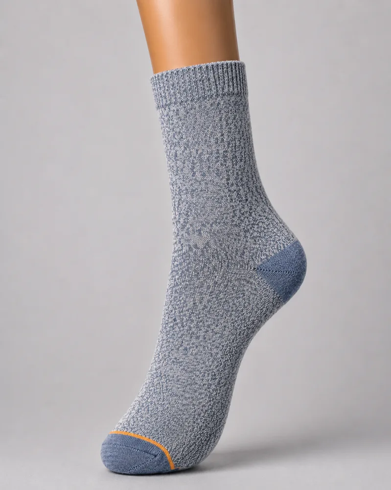 The Heather Trail sock in Blue-Grey Marl / Orange